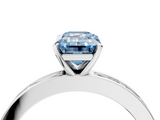 White gold Fancy Blue Emerald  Solitaire Diamond Ring with Channel-Set Baguette Band and Four-Prong Setting_84