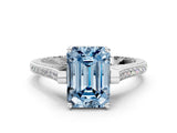 White gold Fancy Blue Emerald  Solitaire Diamond Ring with Channel Set Band and Bezel Prong Setting_56