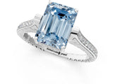 White gold Fancy Blue Emerald  Solitaire Diamond Ring with Channel Set Band and Bezel Prong Setting_57