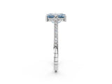 White gold Fancy Blue Emerald  Solitaire Diamond Ring with Channel Set Band and Bezel Prong Setting_58