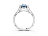 White gold Fancy Blue Emerald  Solitaire Diamond Ring with Channel Set Band and Bezel Prong Setting_59