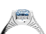 White gold Fancy Blue Emerald  Solitaire Diamond Ring with Channel Set Band and Bezel Prong Setting_60