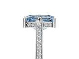 White gold Fancy Blue Emerald  Solitaire Diamond Ring with Channel Set Band and Bezel Prong Setting_61