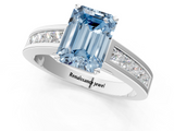White gold Fancy Blue Emerald  Solitaire Diamond Ring with Channel-Set Band and Four-Prong Setting_4