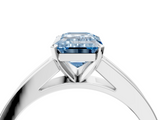 White gold Fancy Blue Emerald  Solitaire Diamond Ring with Channel-Set Band and Four-Prong Setting_7