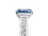 White gold Fancy Blue Emerald  Solitaire Diamond Ring with Channel-Set Band and Four-Prong Setting_8