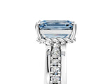 White gold Fancy Blue Emerald  Solitaire Diamond Ring with Channel Set Band and Six-Prong Setting_54