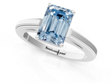 White gold Fancy Blue Emerald  Solitaire Diamond Ring with Four-Prong Setting and Classic Band_4