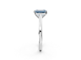 White gold Fancy Blue Emerald  Solitaire Diamond Ring with Four-Prong Setting and Classic Band_5