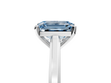 White gold Fancy Blue Emerald  Solitaire Diamond Ring with Four-Prong Setting and Classic Band_8
