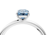 White gold Fancy Blue Emerald  Solitaire Diamond Ring with Four-Prong Setting on a Plain Band_36