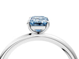 White gold Fancy Blue Emerald  Solitaire Diamond Ring with Four-Prong Setting on a Plain Band_42
