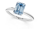 White gold Fancy Blue Emerald  Solitaire Diamond Ring with Four-Prong Setting on a Plain Band_44