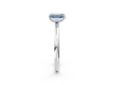 White gold Fancy Blue Emerald  Solitaire Diamond Ring with Four-Prong Setting on a Plain Band_45