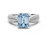 White gold Fancy Blue Emerald  Solitaire Diamond Ring with Milgrain Pavé Band and Four-Prong Setting_36