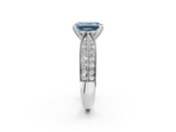 White gold Fancy Blue Emerald  Solitaire Diamond Ring with Milgrain Pavé Band and Four-Prong Setting_37