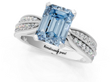 White gold Fancy Blue Emerald  Solitaire Diamond Ring with Milgrain Pavé Band and Four-Prong Setting_37