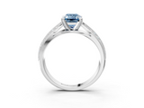 White gold Fancy Blue Emerald  Solitaire Diamond Ring with Milgrain Pavé Band and Four-Prong Setting_38