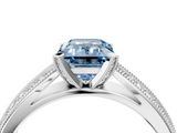White gold Fancy Blue Emerald  Solitaire Diamond Ring with Milgrain Pavé Band and Four-Prong Setting_39