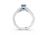 White gold Fancy Blue Emerald  Solitaire Diamond Ring with Pavé Band and Four-Prong Setting_114