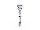 White gold Fancy Blue Emerald  Solitaire Diamond Ring with Pavé Band and Four-Prong Setting_119