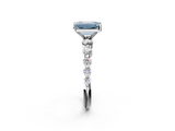 White gold Fancy Blue Emerald  Solitaire Diamond Ring with Pave Band and Four-Prong Setting_250