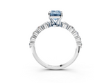 White gold Fancy Blue Emerald  Solitaire Diamond Ring with Pave Band and Four-Prong Setting_251
