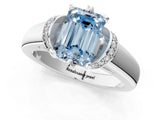 White gold Fancy Blue Emerald  Solitaire Diamond Ring with Pave Band and Six-Prong Setting_33