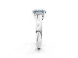 White gold Fancy Blue Emerald  Solitaire Diamond Ring with Pave Band and Six-Prong Setting_34