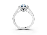 White gold Fancy Blue Emerald  Solitaire Diamond Ring with Pave Band and Six-Prong Setting_35