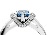 White gold Fancy Blue Emerald  Solitaire Diamond Ring with Pave Band and Six-Prong Setting_36