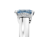 White gold Fancy Blue Emerald  Solitaire Diamond Ring with Pave Band and Six-Prong Setting_37