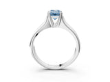 White gold Fancy Blue Emerald  Solitaire Diamond Ring with Six-Prong Cathedral Setting_35
