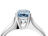 White gold Fancy Blue Emerald  Solitaire Diamond Ring with Six-Prong Cathedral Setting_36