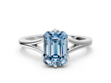 White gold Fancy Blue Emerald  Solitaire Diamond Ring with Six-Prong Setting and Tapered Band_17