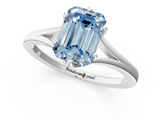 White gold Fancy Blue Emerald  Solitaire Diamond Ring with Six-Prong Setting and Tapered Band_18