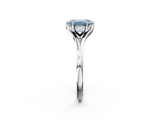 White gold Fancy Blue Emerald  Solitaire Diamond Ring with Six-Prong Setting and Tapered Band_19