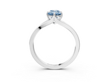 White gold Fancy Blue Emerald  Solitaire Diamond Ring with Six-Prong Setting and Tapered Band_20