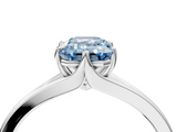 White gold Fancy Blue Emerald  Solitaire Diamond Ring with Six-Prong Setting and Tapered Band_21