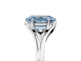 White gold Fancy Blue Emerald  Solitaire Diamond Ring with Six-Prong Setting and Tapered Band_22