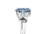 White gold Fancy Blue Emerald  Solitaire Diamond Ring with Six-Prong Setting on a Classic Band_8