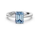 White gold Fancy Blue Emerald  Solitaire Diamond Ring with Split Shank and Four-Prong Setting_20