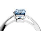 White gold Fancy Blue Emerald  Solitaire Diamond Ring with Split Shank and Four-Prong Setting_24