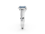 White gold Fancy Blue Emerald  Solitaire Diamond Ring with Split Shank and Prong Setting_43