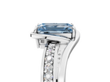 White gold Fancy Blue Emerald  Solitaire Diamond Ring with Split Shank and Prong Setting_46