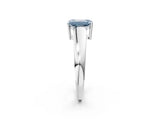 White gold Fancy Blue Emerald  Solitaire Diamond Ring with Tapered Band and Four-Prong Setting_63