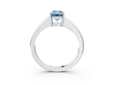 White gold Fancy Blue Emerald  Solitaire Diamond Ring with Tapered Band and Four-Prong Setting_64