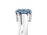 White gold Fancy Blue Emerald  Solitaire Diamond Ring with Tapered Band and Four-Prong Setting_68
