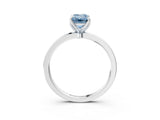 White gold Fancy Blue Emerald  Solitaire Diamond Ring with Thin Band and Four-Prong Setting_15
