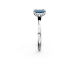 White gold Fancy Blue Emerald  Solitaire Diamond Ring with Thin Band and Four-Prong Setting_5